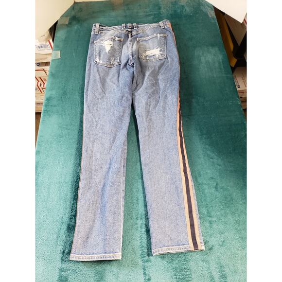 Mcguire Jeans Size 28 Womens Blue Stretch Pants Striped Mid Rise Straight - Picture 11 of 12